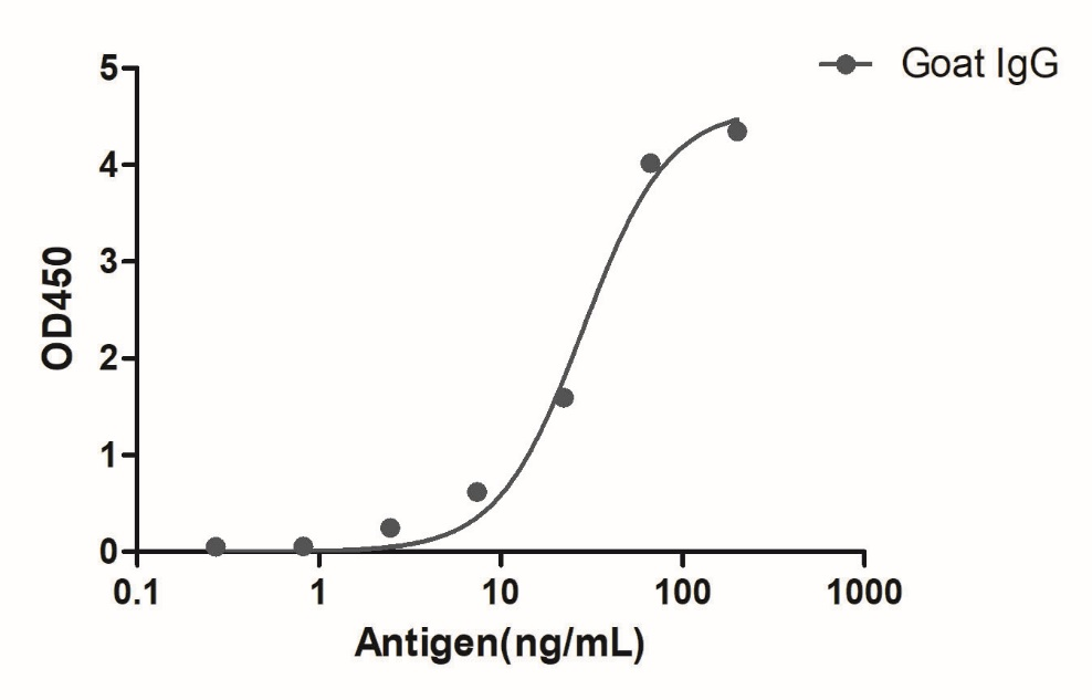 A titer ELISA of Goat IgG-Anti-Goat IgG(Fcγ Fragment specific), AlpHcAbs® Rabbit antibody(Biotin) 